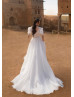 Short Sleeves Ivory Lace Chiffon Boho Beach Wedding Dress